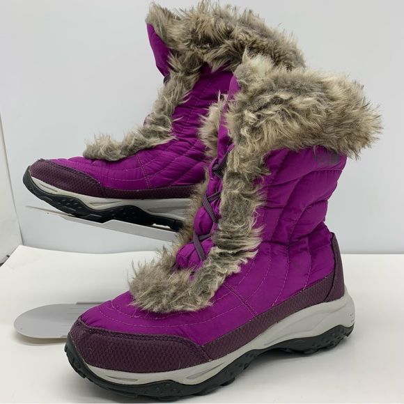 The North Face Other - The North Face Boots Girls Size 4 Winter Snow Mid Calf Purple Faux Fur